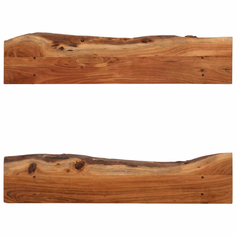 Berkfield Home Set of 2 Wall Mounted Solid Acacia Wood Shelves in Brown, W/D/H: 90 x 20 x 18 cm – 3
