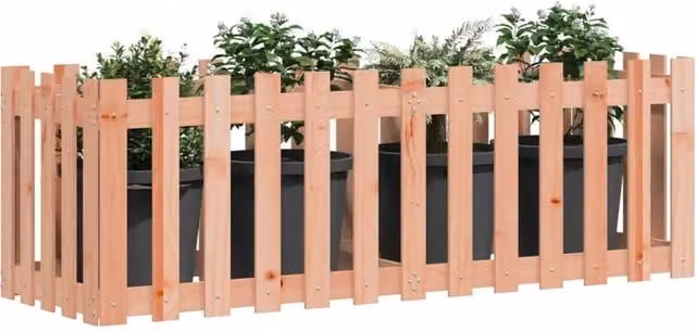 Berkfield Home Garden Raised Bed with Fence Design in Brown Solid Wood W/D/H: 150 x 50 x 50 cm – 1