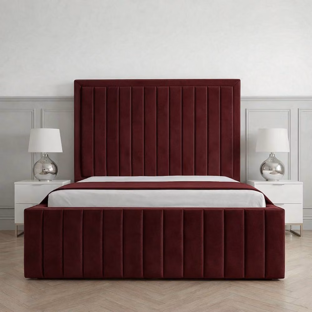 Living Comfort Bedz Sovereign Upholstered Velvet Gas Lift Storage Bed with 48 Inch Headboard in Red, Super King, W/D/H: 200 x 200 cm – 2