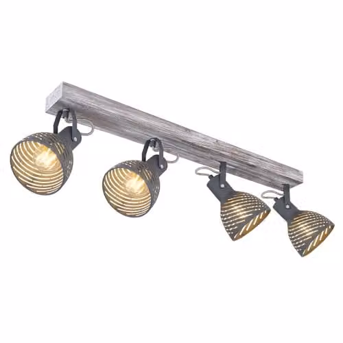 Netlighting Mori Adjustable Ceiling Spotlight Bar in Antique White Whitewashed with 4x E27 Bulbs – 1