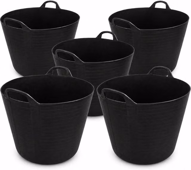 SPETLEK Black Flexible Plastic Garden Builders Bucket for Storage – 1