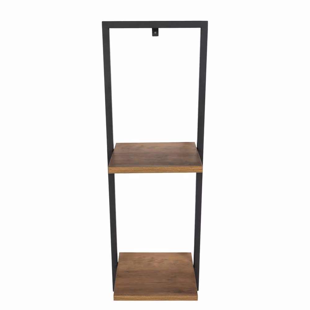 Madison & Mayfair Industrial Oak Corner Freestanding Shelf in Brown and Black, W/D/H: 85.0 x 32.5 x 32.5 cm – 2