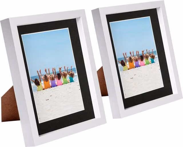 Nicola Spring Set of 2 Black Rectangular 3D Box Photo Frames for 5x7 inch Photos