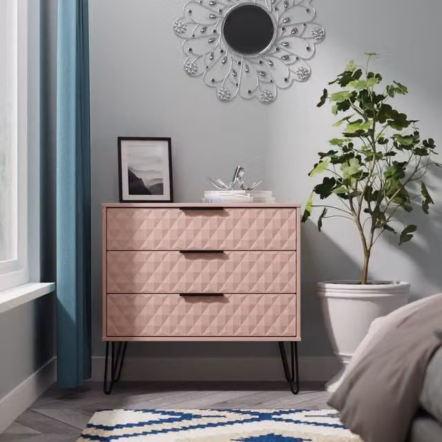 2 U Islay 3 Drawer Chest in Dusty Pink