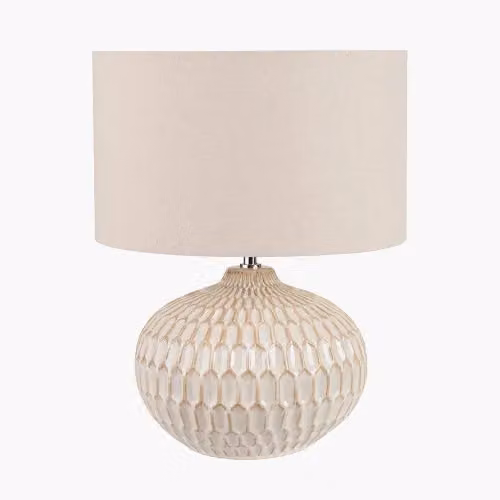 Ruma White Textured Glazed Ceramic Table Lamp – 2
