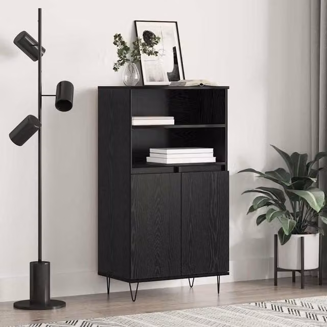 Berkfield Home Modern Black Highboard with Internal Shelves and Hinged Doors