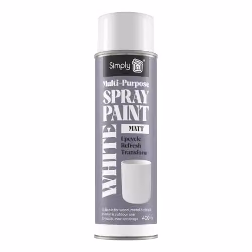 Simply Auto Multipurpose Matt White Spray Paint 400ml - Quick Drying Weatherproof Aerosol for Wood, Metal and Plastic