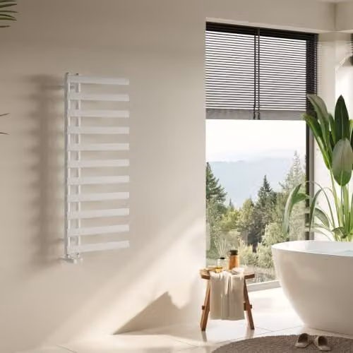UK Radiators Elyan White Elliptical Tube Designer Heated Towel Rail, H 123.8 cm x W 50 cm – 2
