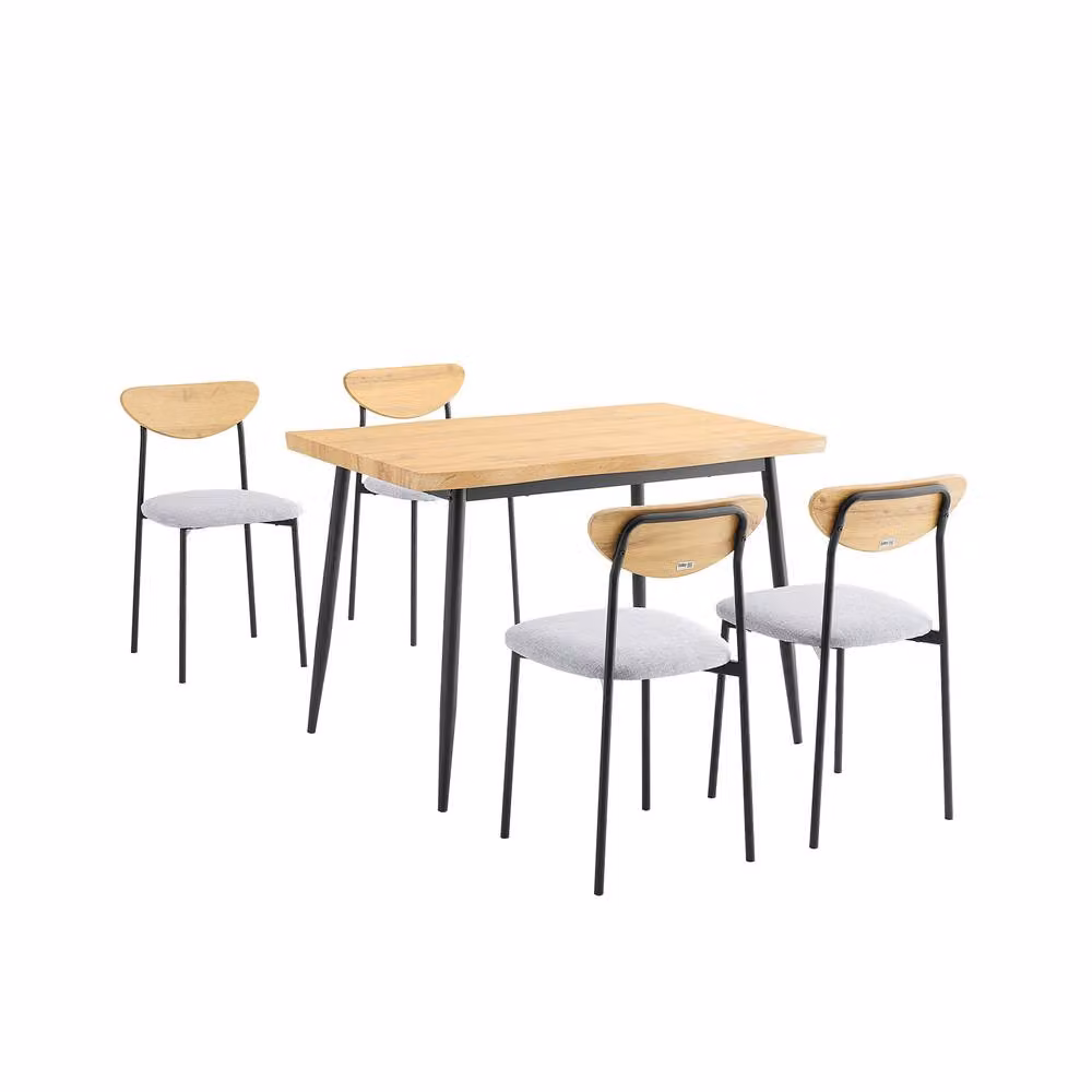SoBuy Scandinavian Dining Table and Chair Set in Brown with Matt Finish – 2