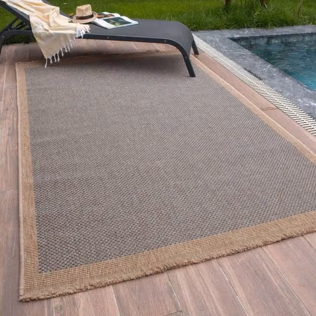 THE RUGS Blue Nature Jute-Look Square Dots Outdoor Rug, W: 80 cm, L: 150 cm