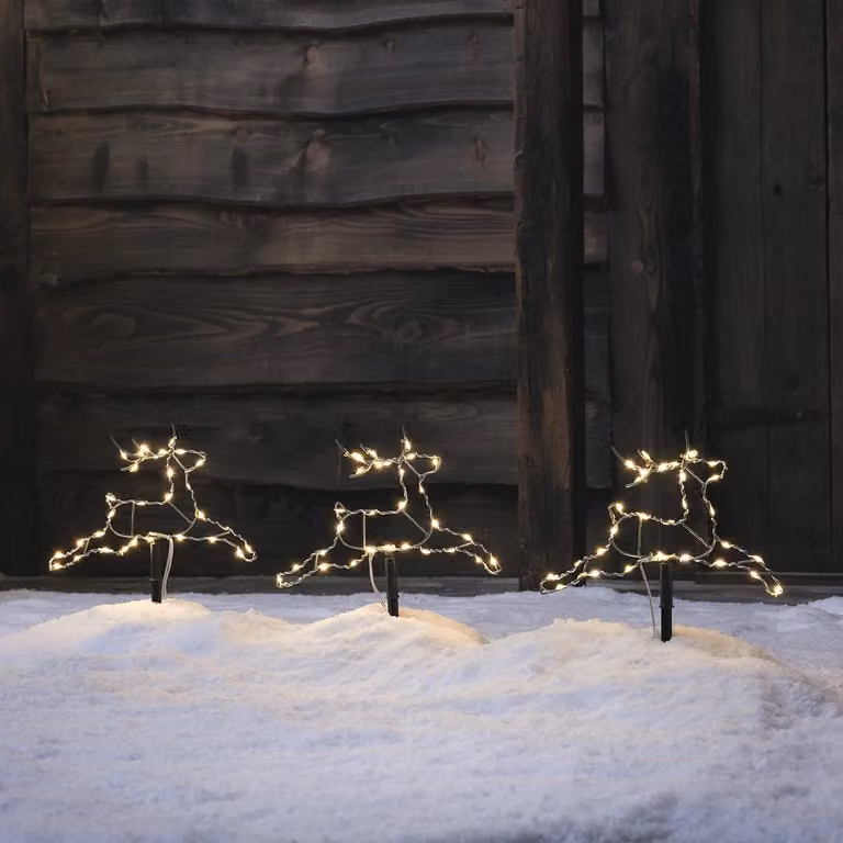 Lights4fun Set of 3 Mini Reindeer Multicolour LED Stake Lights