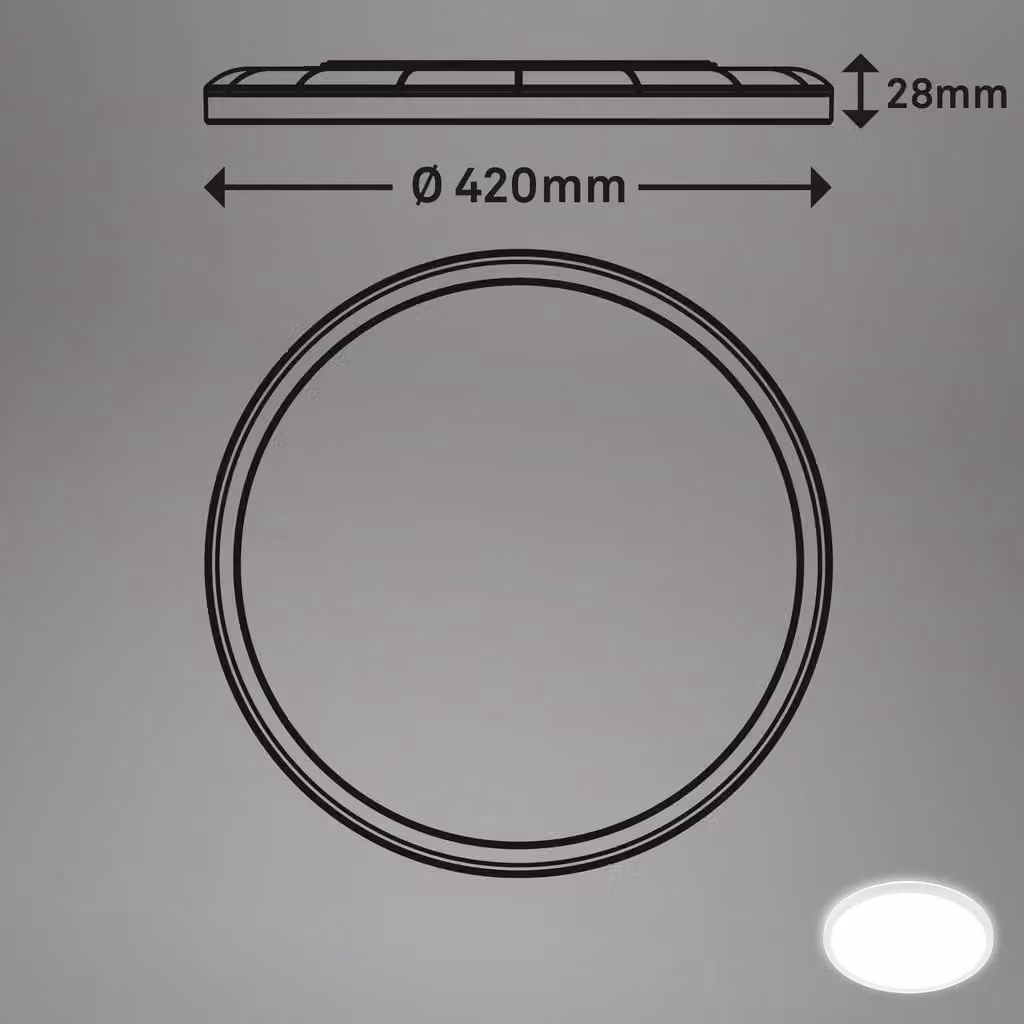 Briloner Leuchten Round LED Ceiling Panel with Backlighting Effect, White, Ø 42 cm, 22 W, 3000 lm, 4000 K – 5