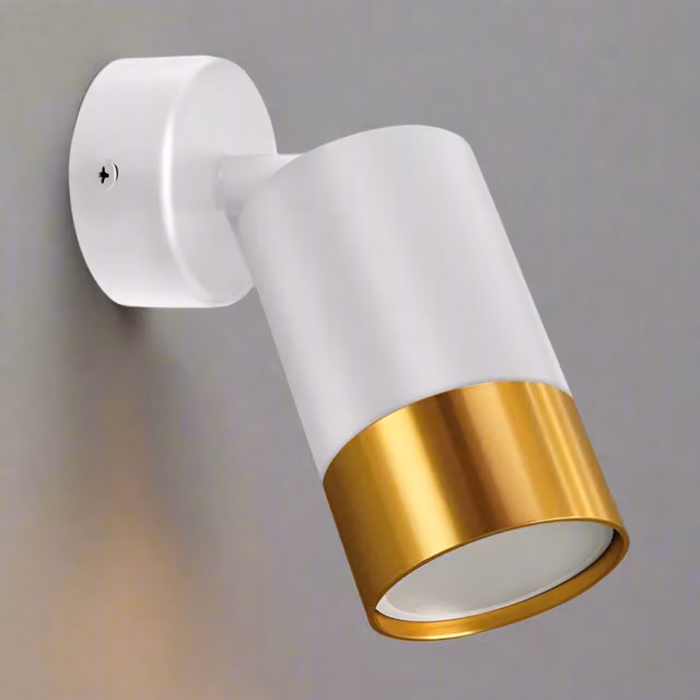 CGC Lighting PUZON Adjustable Single GU10 Spotlight Wall or Ceiling Light in White and Gold