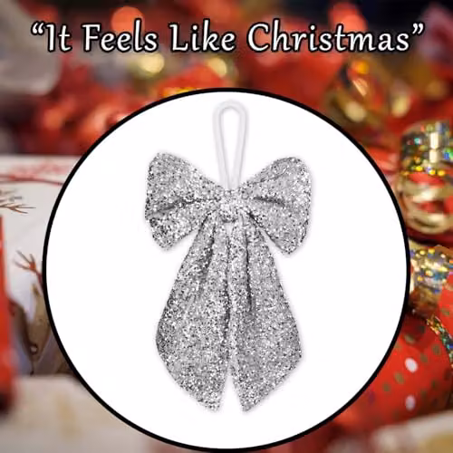 VFM e-Store Silver Sequins Bow Hanging Decoration, W: 58 cm, H: 58 cm – 7