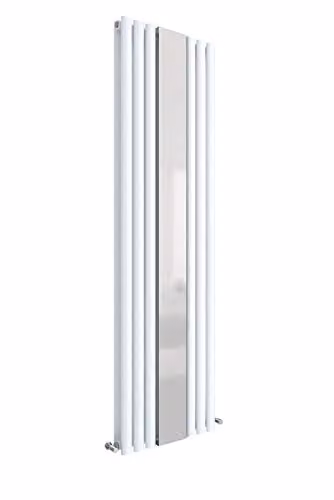 nuie HL331 Revive Modern Wall Mount Designer Vertical Double Panel Radiator with Mirror, High Gloss White, H 180 cm x W 49.9 cm x D 7.8 cm