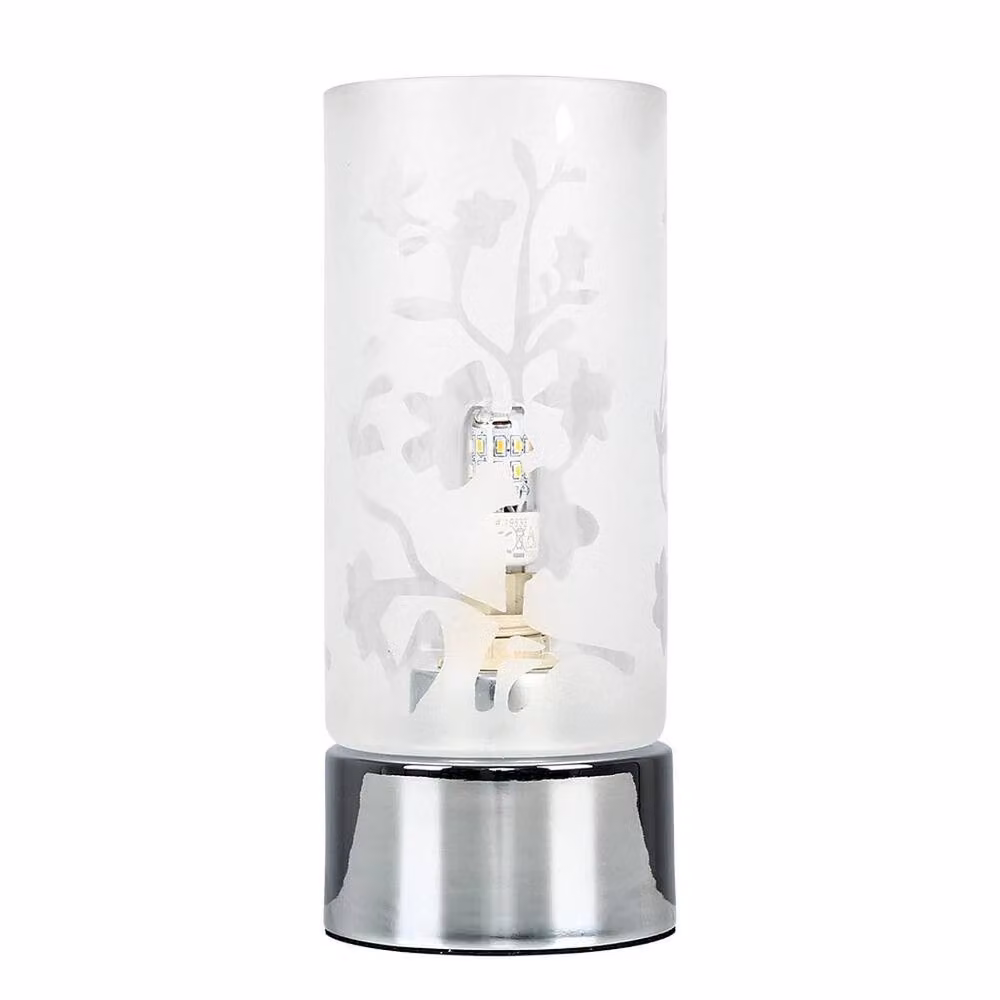 FORGEVIO Dimmable Touch Table Lamp in White and Chrome, Height: 19 cm – 2