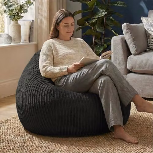 rucomfy Jumbo Cord Slouchbag Adult Beanbag Chair in Black – 2