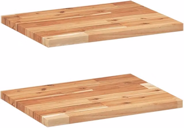 Berkfield Home Set of 2 Floating Acacia Wood Shelves, Brown, W/D/H: 60 x 30 x 2 cm – 1