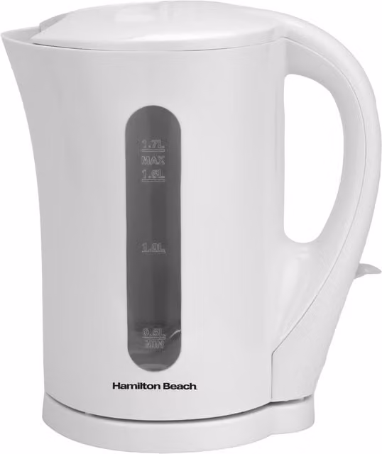 Hamilton Beach 1.7L Plastic Kettle with Auto Shut-off, White
