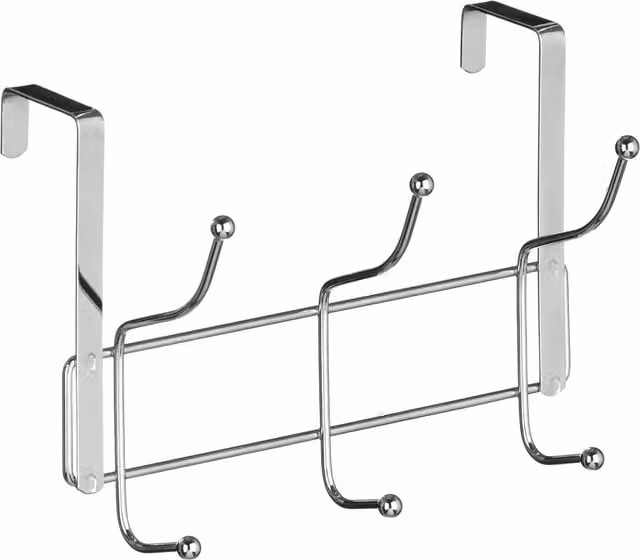 Orsina Silver Metal Over Door 6 Hook Hanger for Coats, Towels or Bags