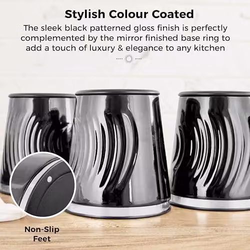 Tower Sonar Set of 3 Airtight and Leakproof Plastic Canisters, 1.3 l, Black – 5
