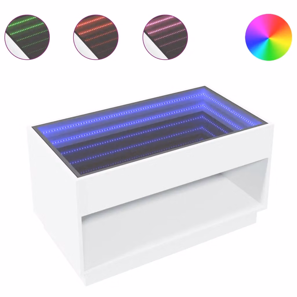 Berkfield Home Infinity LED Coffee Table in White, W/D/H: 90 x 50 x 50 cm – 2