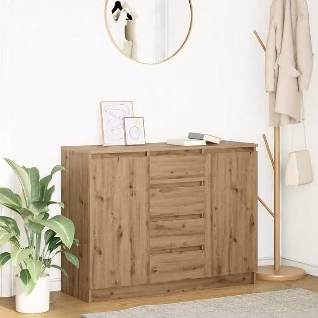 Berkfield Home Artisan Oak Sideboard with Drawers, Brown, W/D/H: 100.5 x 35 x 76 cm – 1
