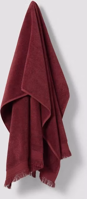 Piglet In Bed Fluffy Pure Cotton Fringed Towel in Red