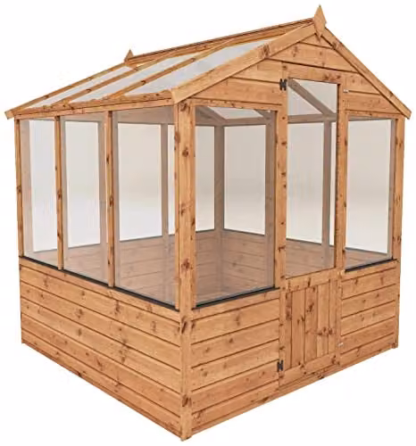Mercia Traditional Gable Greenhouse, Brown, W: 201 cm, D: 182.4 cm, H: 205.9 cm