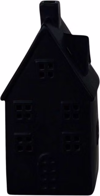Four Candle Modern Black Ceramic House Ornament with LED, Height: 19.5 cm