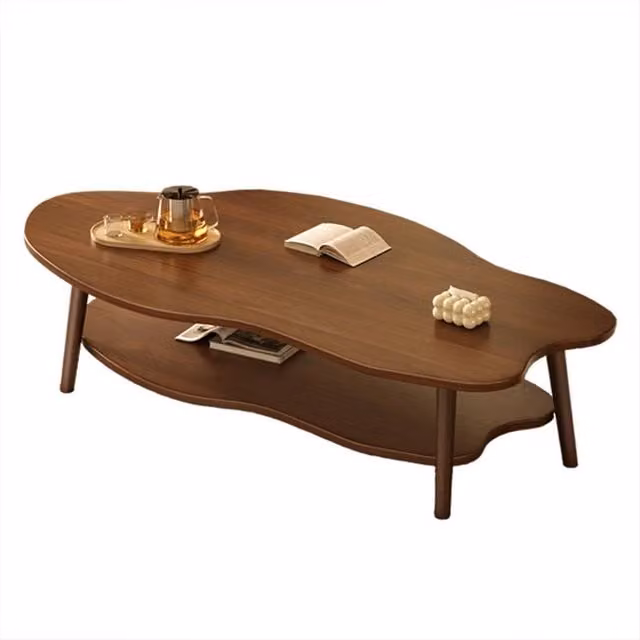 Kelvenix Brown Modern Oval Coffee Table with Composite Wood Top