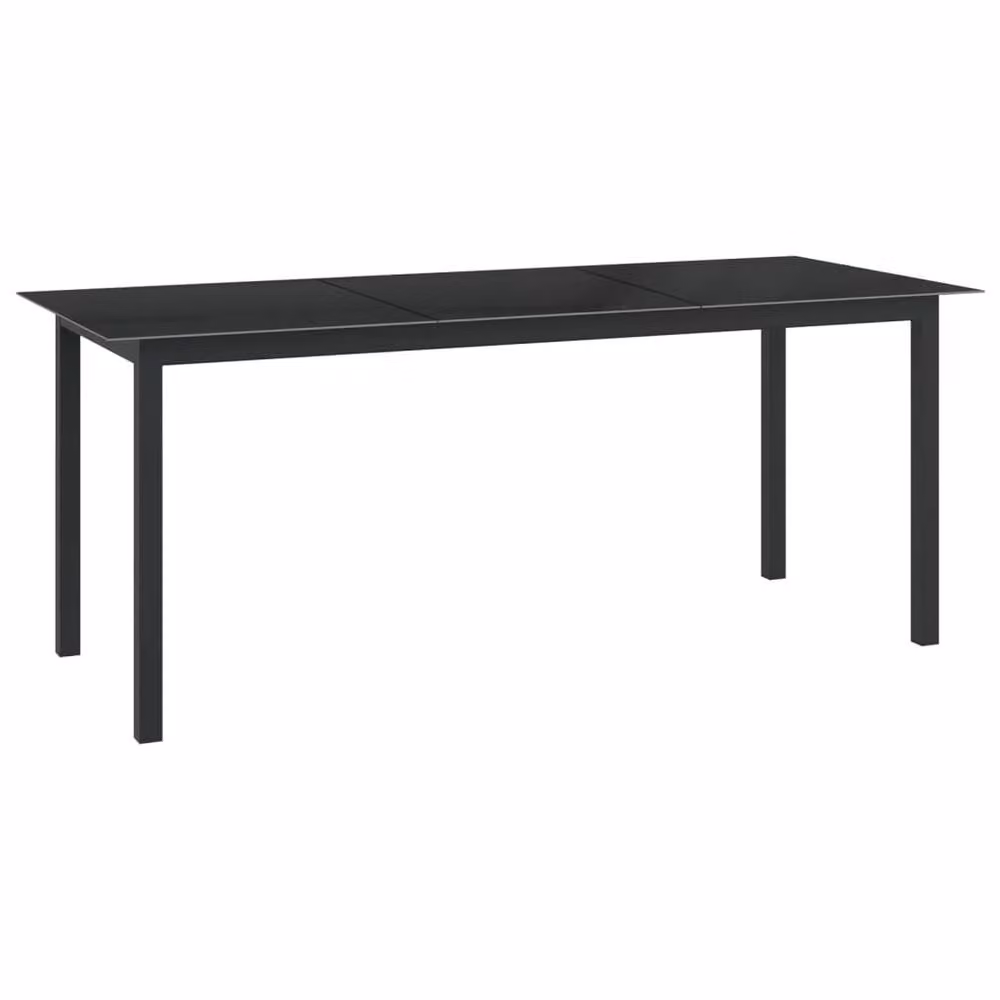 Berkfield Home Rectangular Extendable Garden Table in Black Powder Coated Aluminium and Glass, W: 190 cm, D: 90 cm, H: 74 cm – 2