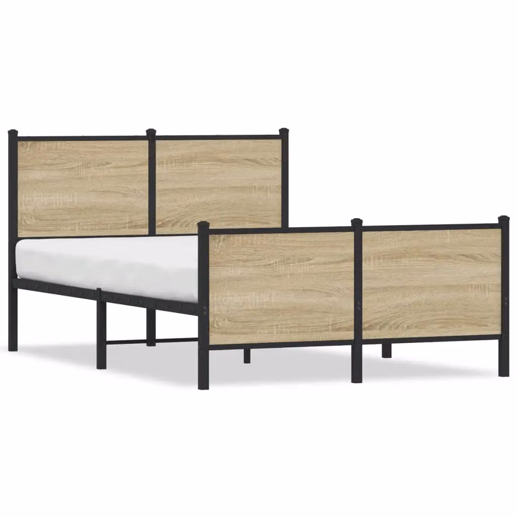 Berkfield Home Metal Bed Frame in Sonoma Oak Brown, W/D/H: 120 x 190 cm – 2