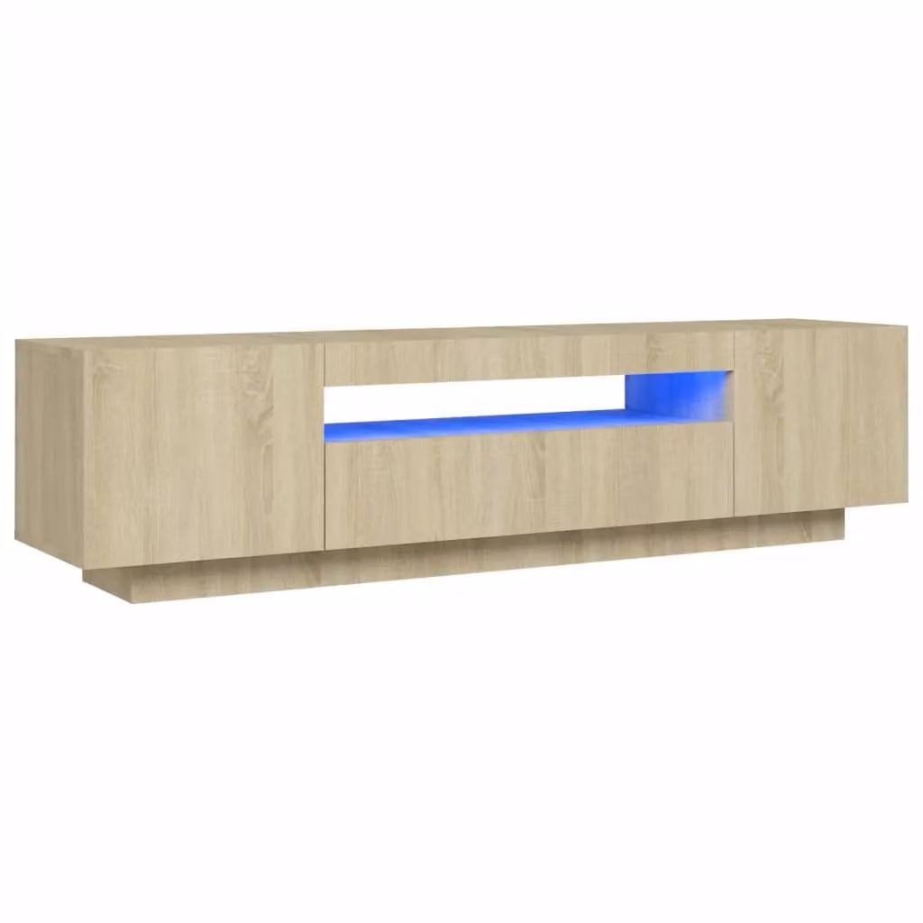 Berkfield Home Modern TV Cabinet with LED Lights in Sonoma Oak Brown, W/D/H: 160 x 35 x 40 cm – 2