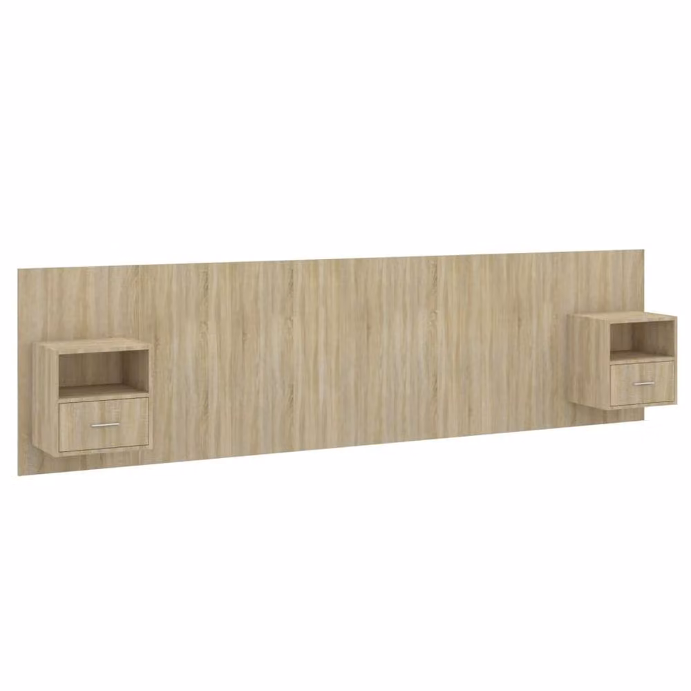 Berkfield Home Bed Headboard with Integrated Cabinets in Sonoma Oak Brown, W/D/H: 297 x 80 x 1.6 cm – 2