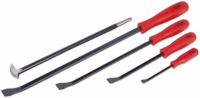 Loops 5 Piece Heavy Duty Pry and Heel Bar Set with Hardened Shafts and Easy Grip Handles in Multicolour