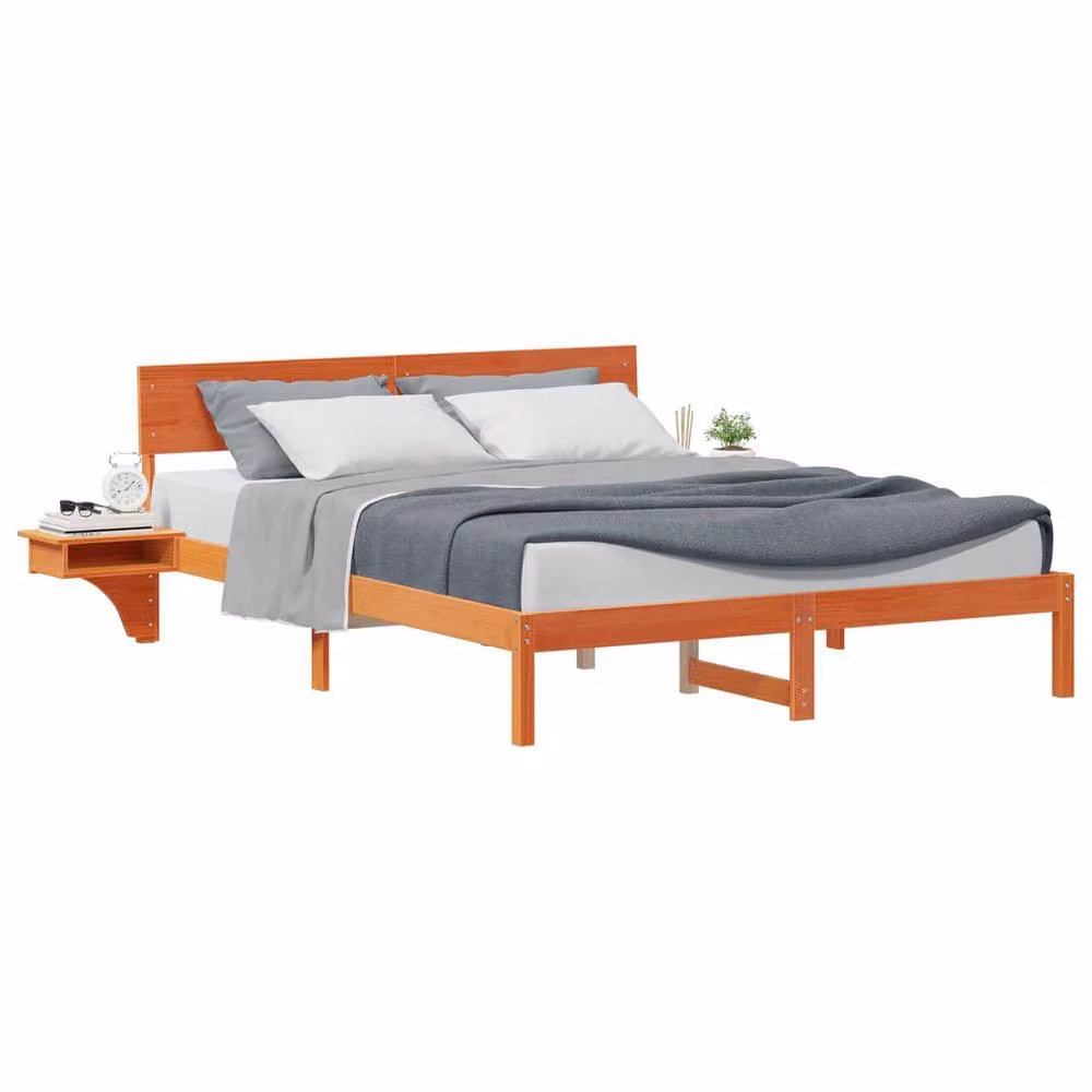 Berkfield Home Solid Pine Wood Bed Frame with Headboard in Wax Brown, 160 x 200 cm – 2