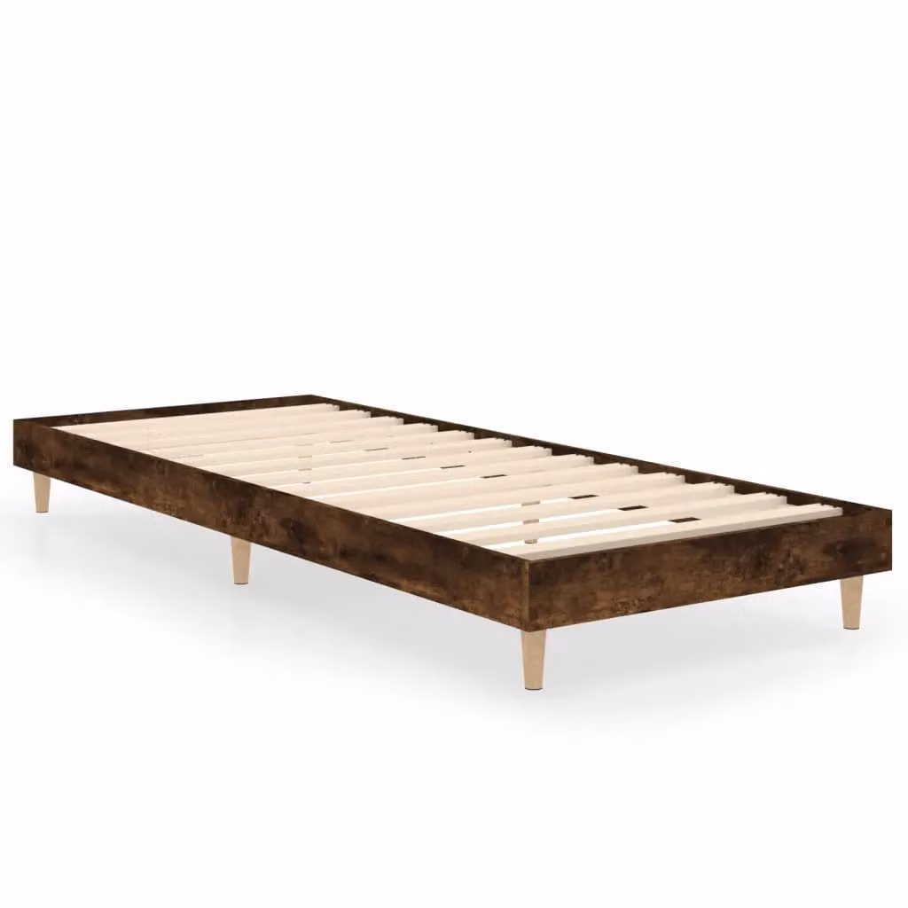 Berkfield Home Small Single Bed Frame in Smoked Oak Brown, Engineered Wood, W: 75 cm x L: 190 cm – 2