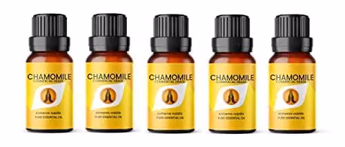Aroma Energy Chamomile Dilute Essential Oil, 5 x 10ml Bottles, 100% Pure and Natural, Amber