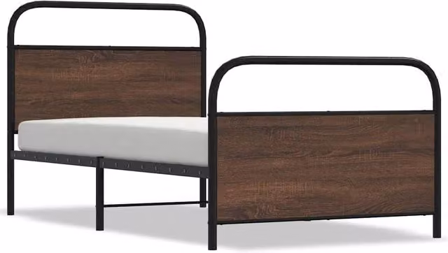 Berkfield Home Bed Frame in Brown Oak with Drawers, W/D/H: 90 x 200 cm – 1