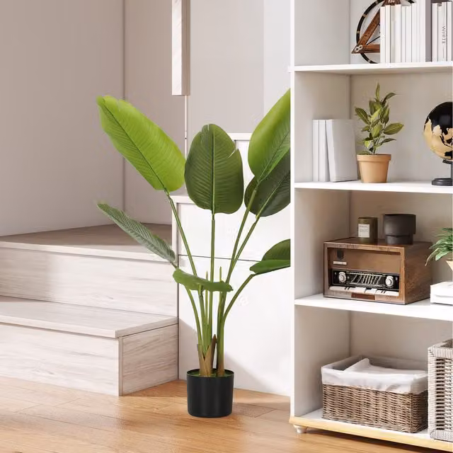 HOMCOM 109cm Artificial Bird of Paradise Plant in Green Pot