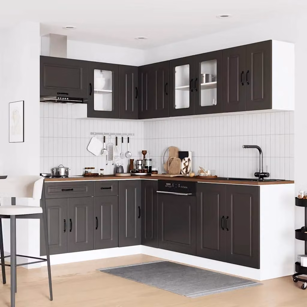 Berkfield Home Kalmar 11 Piece Modern Black Kitchen Cabinet Set – 2