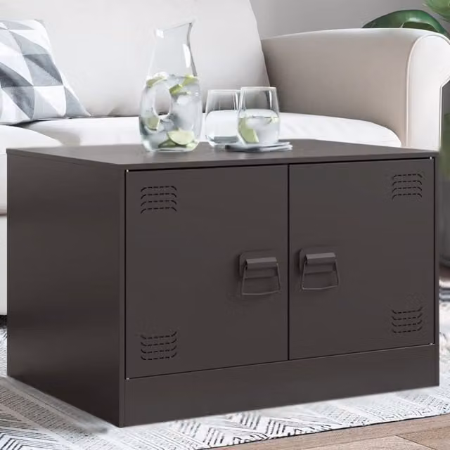 Berkfield Home Black Metal Coffee Table W: 67 cm, D: 50 cm, H: 44 cm