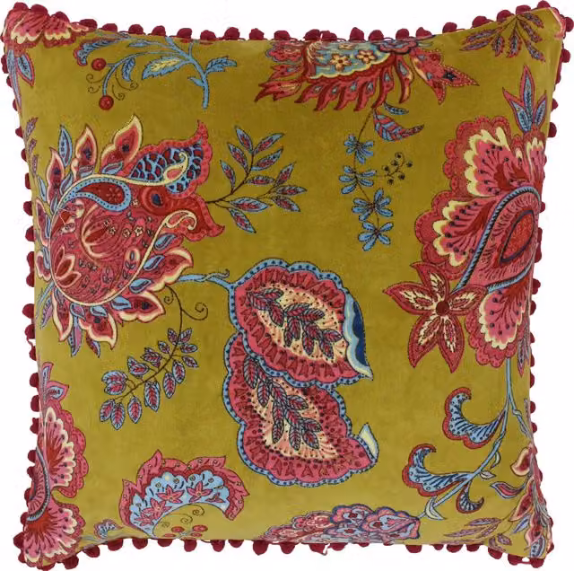 Paoletti Malisa Paisley Square Cushion in Yellow