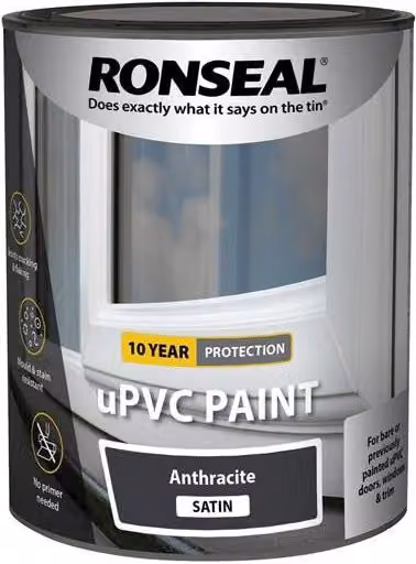 Ronseal uPVC Paint in Anthracite Satin, 0.75 l – 1