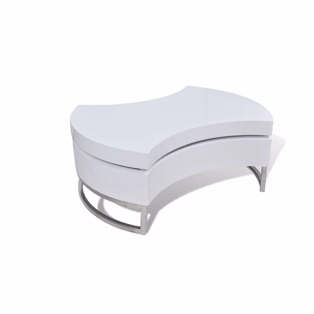 Berkfield Home Shape-adjustable Oval Coffee Table with Rotating Top in High Gloss White – 2