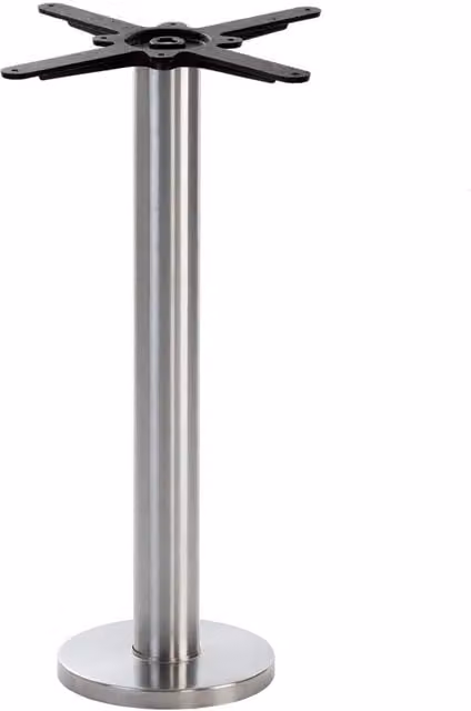 netfurniture Stainless Steel Round Floor Fixed Table Base in Silver, Height: 73 cm