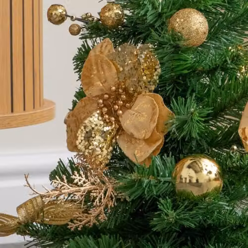 Samuel Alexander 50cm Tabletop Mini Christmas Fir Tree in a Green Plastic Pot with Gold Decorations – 3