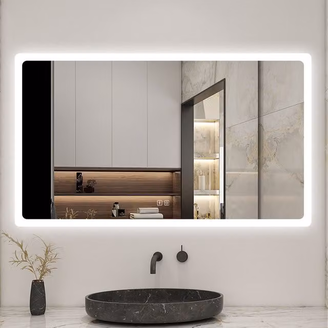 AicaBathroom LED Rectangular Bathroom Mirror in White, Width: 120 cm