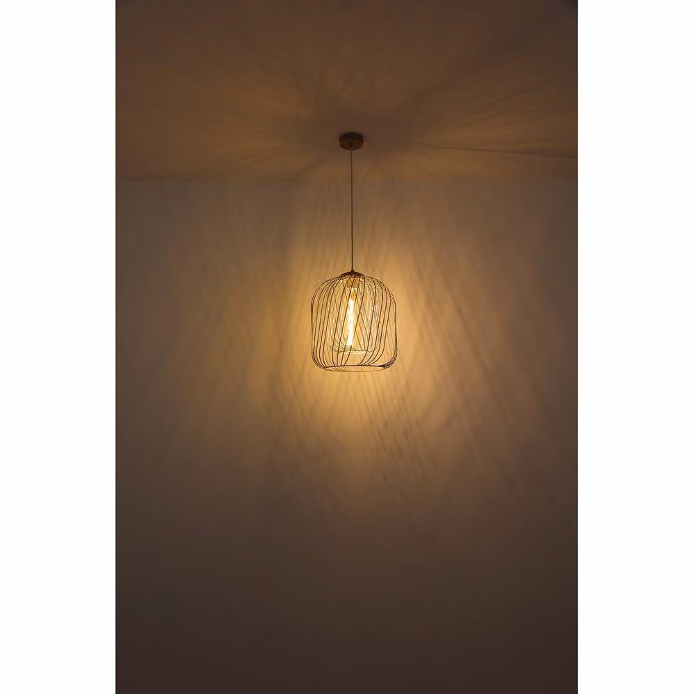 Netlighting Dichti Round Wire Frame Pendant Ceiling Light in Beige, Diameter: 35 cm – 3
